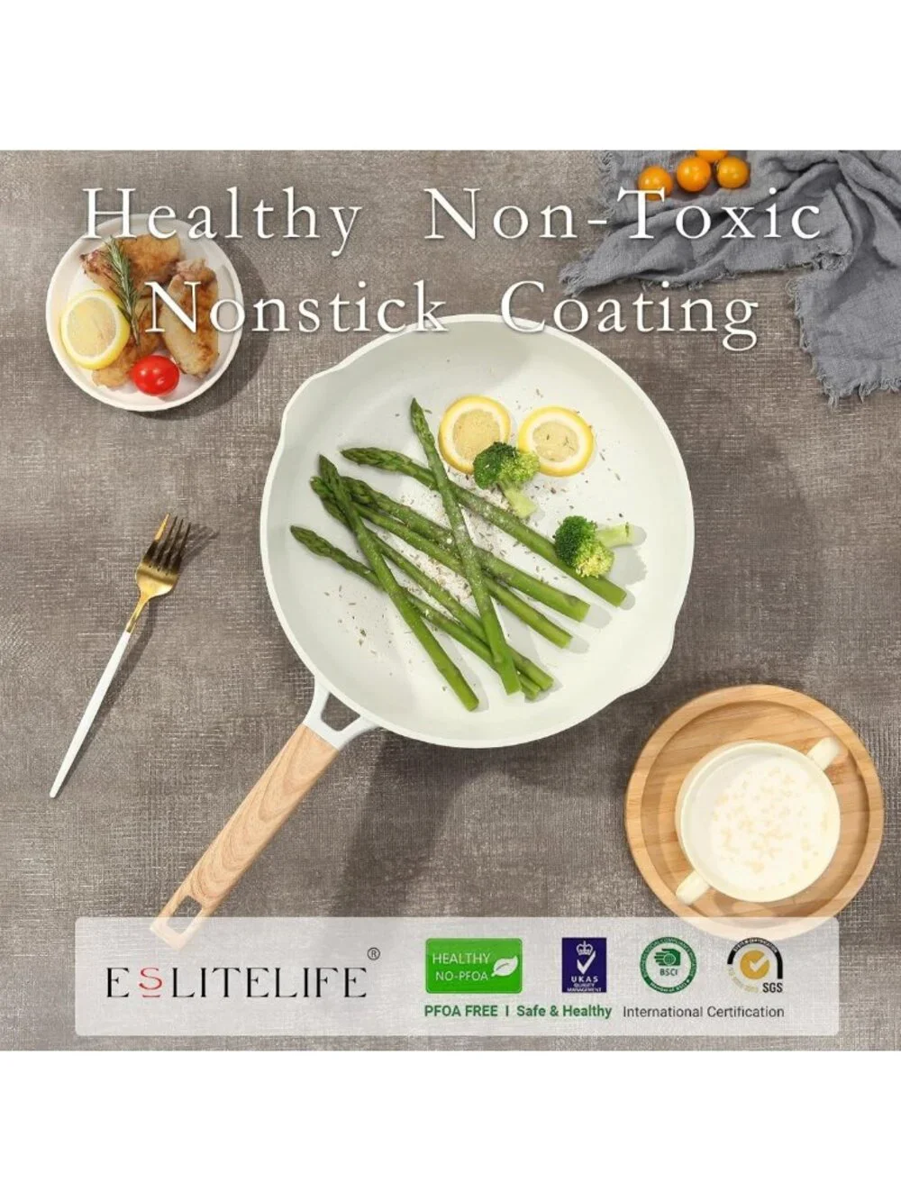 Nonstick Ceramic Frying Pan - Non-Toxic Skillet for Eggs & Omelettes, 9.5